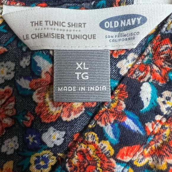 Old Navy Floral V-Neck Blouse - Blue and Red - Picture 7 of 9
